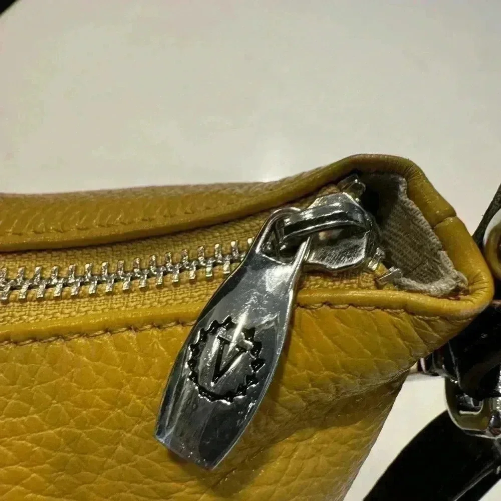Valentina pebbled leather crossbody or shoulder bag. Yellow